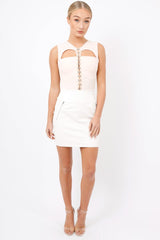 Nude Hook And Eye Cut Out Bodysuit - Reign-Bodysuits