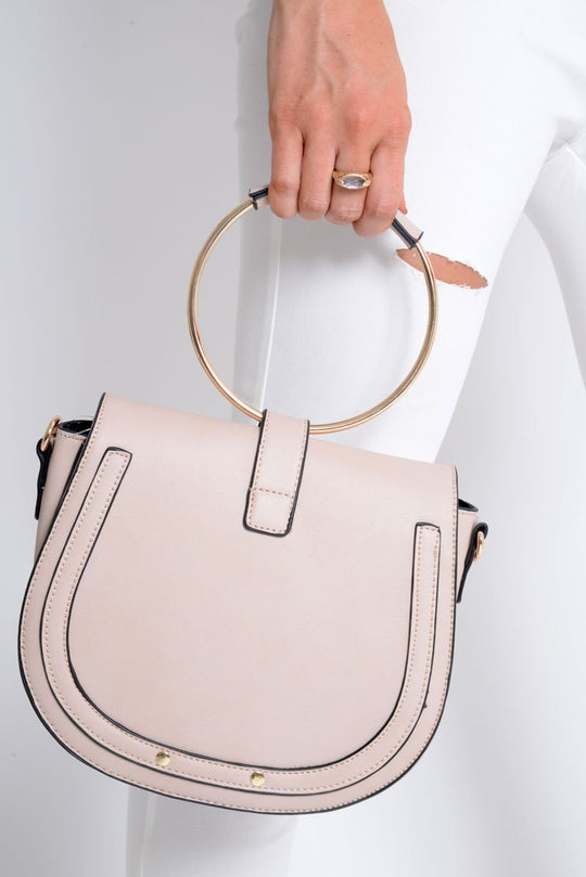 Nude Hoop Handle Saddle Bag - Kylah