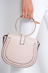 Nude Hoop Handle Saddle Bag - Kylah-Bags