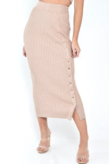Nude Knitted Bandeau And Skirt Co-Ord - Sidra-Co-ords