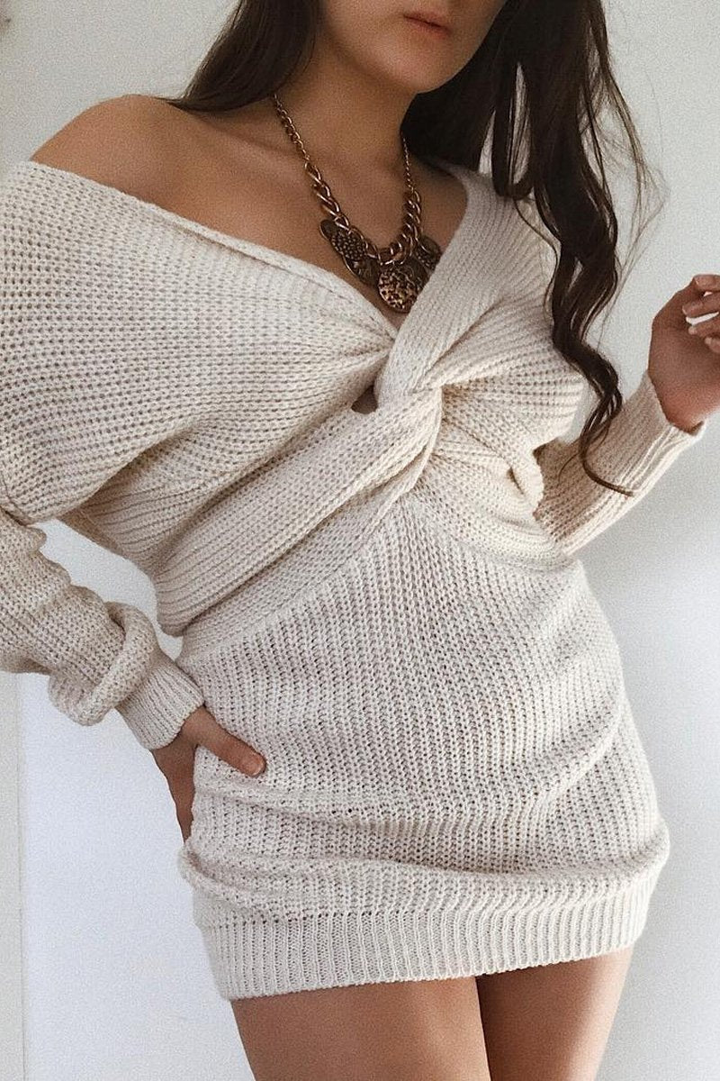 Nude Knot Front Jumper Dress - Hydee Rebellious Fashion Nude Knot Front Jumper Dress - Hydee Rebellious Fashion