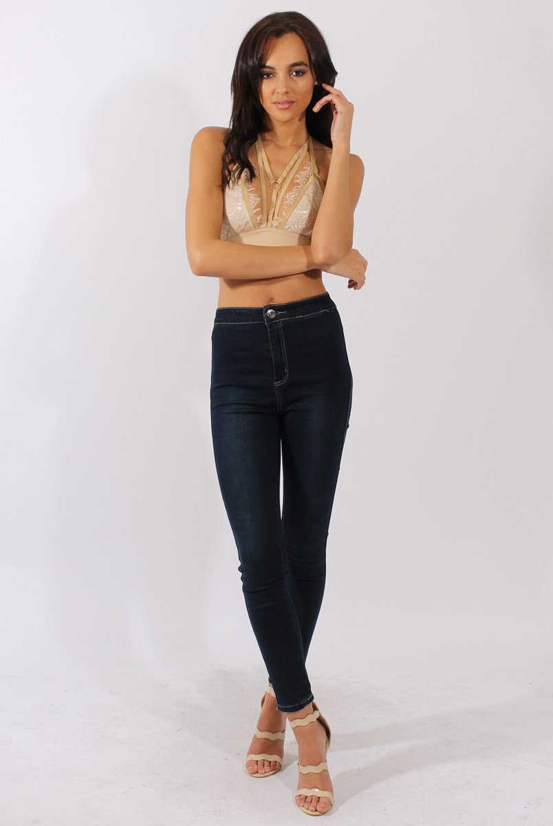 Nude Lace Harness Bralet - Saskia-Bralets