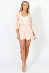 Nude Lace Panel Playsuit - Dawn-Playsuits