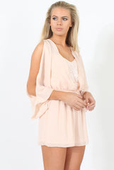 Nude Lace Panel Playsuit - Dawn-Playsuits