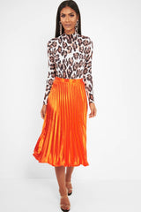 Nude Leopard Print Slinky High Neck Bodysuit - Abira-Bodysuits