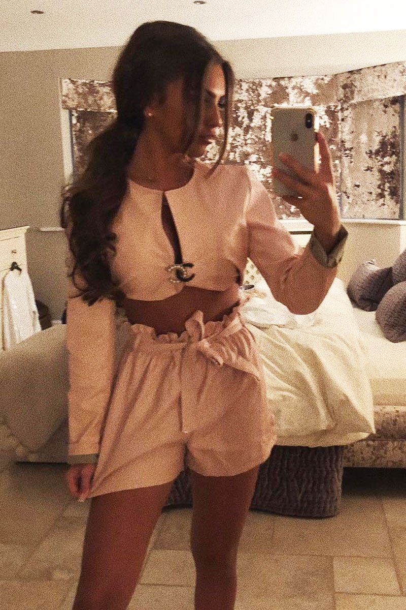 Nude Matte PU Paper Bag Shorts - Raylie-Shorts