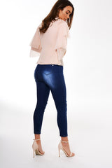 Nude Mesh Frill Top - Marnie-Tops