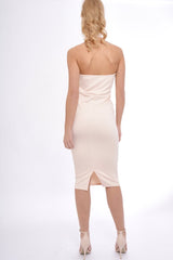 Nude Mesh Panel Midi Dress - Layla-Dresses