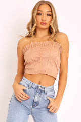 Nude Mesh Polka Seam Detail Bralet - Davis-Bralets