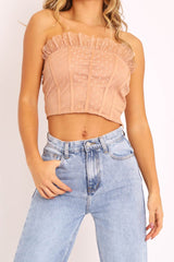 Nude Mesh Polka Seam Detail Bralet - Davis-Bralets