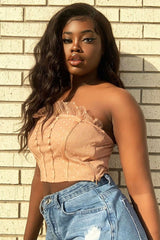 Nude Mesh Polka Seam Detail Bralet - Davis-Bralets