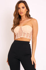 Nude Mesh Polka Strapless Bralet - Bailie-Bralets