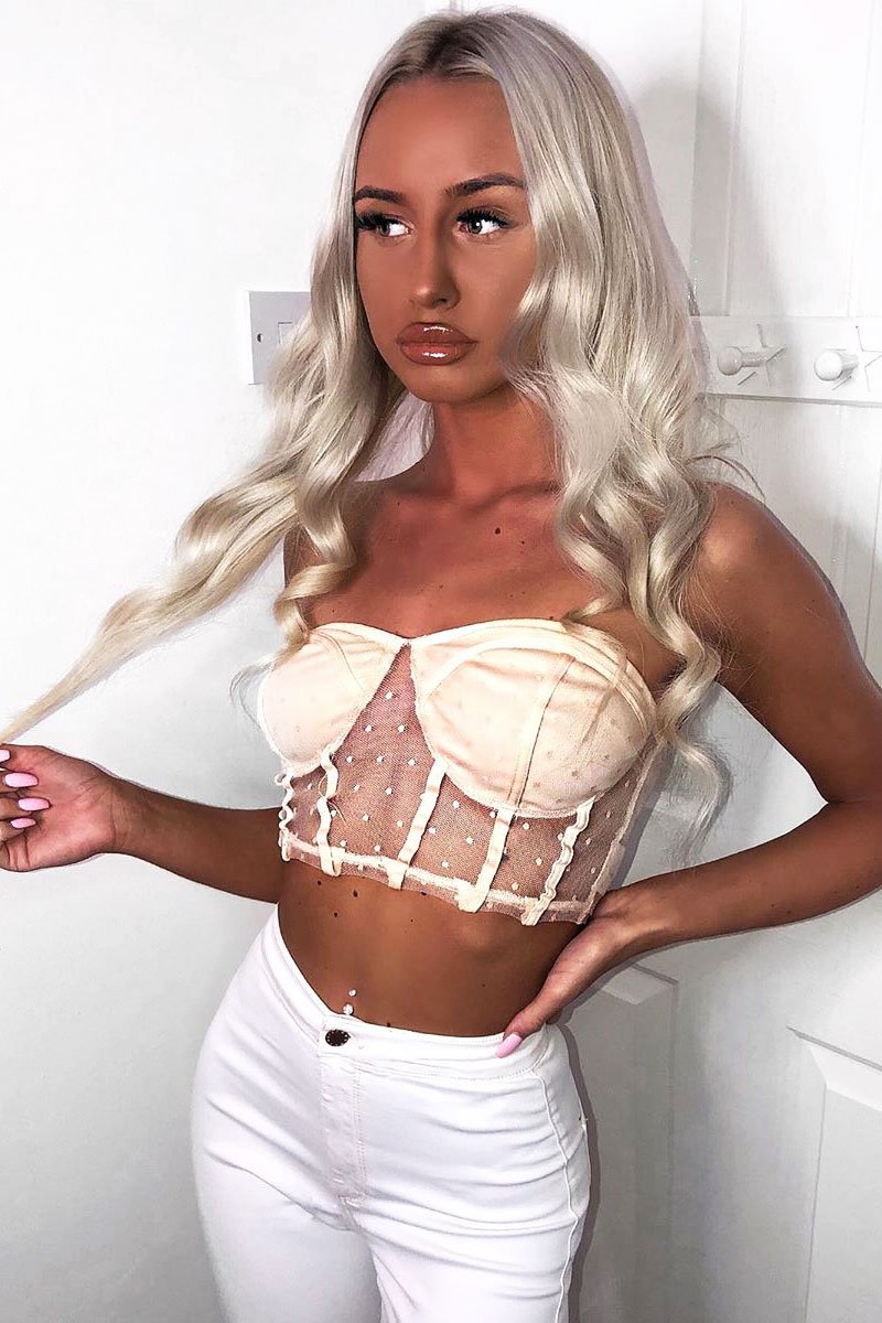 Nude Mesh Polka Strapless Bralet - Bailie-Bralets