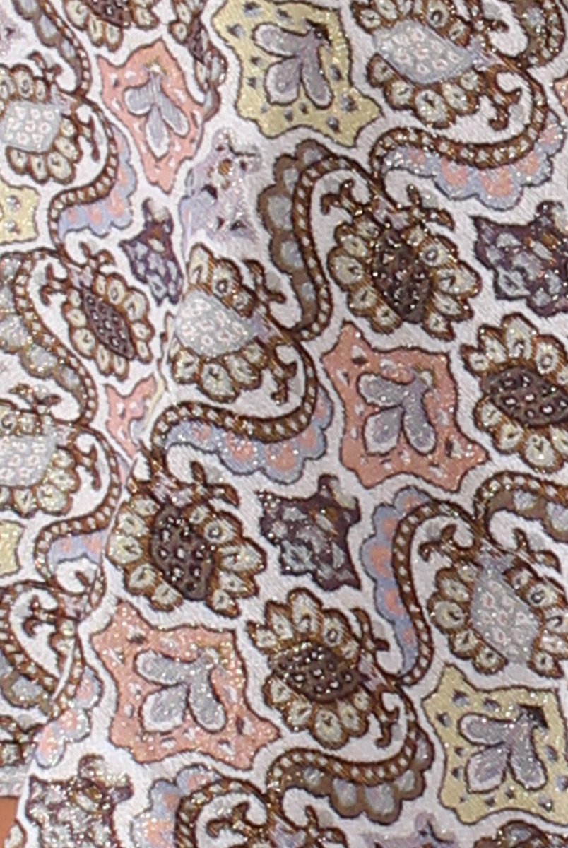 Nude Metallic Floral Print Mini Skater Dress - Oberon-Dresses