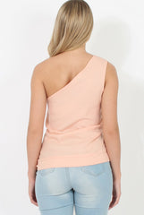 Nude One Shoulder Top - Sabbie-Tops