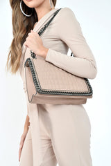 Nude One Shoulder Wrap Front Belted Jumpsuit - Henya-Jumpsuits