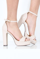 Nude Open Toe Platform Heels - Emma-Heels