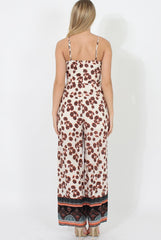 Nude & Orange Pattern Jumpsuit - Constance-Jumpsuits