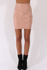 Nude PU skirt - Iris-Skirts