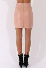 Nude PU skirt - Iris-Skirts