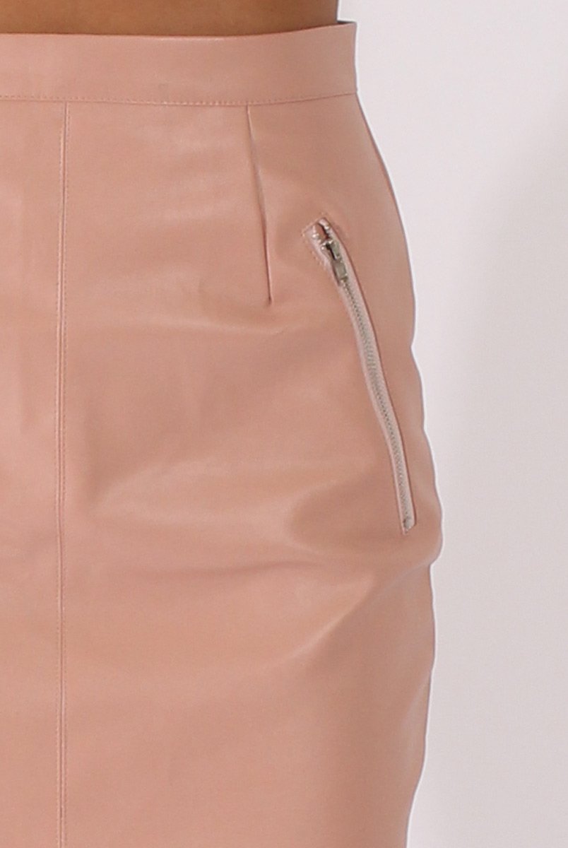 Nude PU skirt - Iris-Skirts