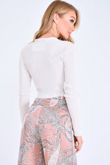 Nude Paisley Wide Leg Trousers - Tisha-Trousers