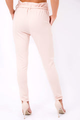 Nude Paper Bag Tie Waist Cigarette Trousers - Karmen-Trousers