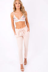 Nude Paper Bag Tie Waist Cigarette Trousers - Karmen-Trousers