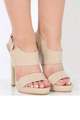 Nude Patent Cut Out Platform heels - Jordyn-Heels
