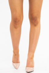 Nude Patent Leopard Sole Pointed Court Shoes - Jamara-Heels