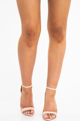 Nude Patent Pointed Toe Barely There Heels - Berklee-Heels