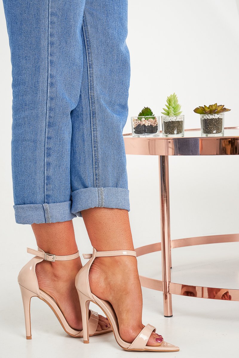 Nude Patent Pointed Toe Barely There Heels - Berklee-Heels