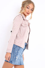 Nude Pearl Suedette Jacket - Abbey-Jackets