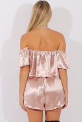 Nude Pink Silk Choker Bardot Co-ord - Cari-Co-ords