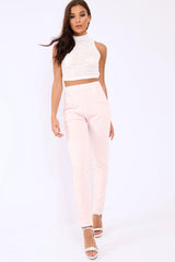 Nude Pinstripe Tapered Trousers - Paighton-Trousers