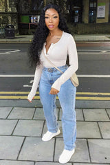 Nude Popper Front Bodysuit - Kymia-Bodysuits