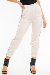 Nude Reflective Stripe Detail Joggers - Rosealee-Joggers