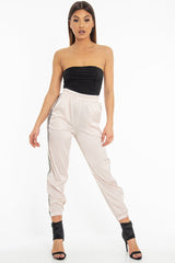 Nude Reflective Stripe Detail Joggers - Rosealee-Joggers