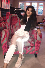 Nude Reflective Stripe Detail Joggers - Rosealee-Joggers