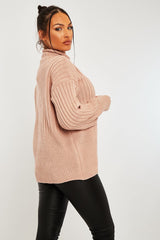 Nude Ribbed Balloon Sleeve Jumper - Jamora-Jumper