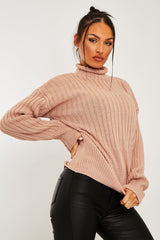 Nude Ribbed Balloon Sleeve Jumper - Jamora-Jumper