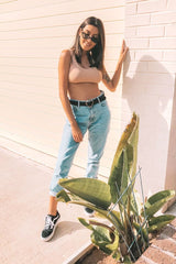 Nude Ribbed Stretchy Crop Top -Layna-Crop Tops