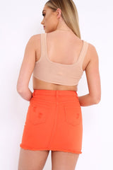 Nude Ribbed Stretchy Crop Top -Layna-Crop Tops