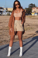 Nude Ribbed Stretchy Crop Top -Layna-Crop Tops