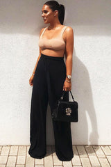 Nude Ribbed Stretchy Crop Top -Layna-Crop Tops