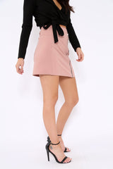 Nude Ring Zip Detail Skirt - Vessie-Skirts