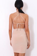 Nude Ruched Side Dress- Allisa-Dresses