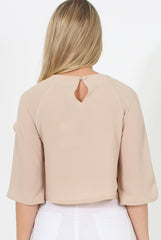 Nude Ruffle Crop Top - Melanie-Crop Tops