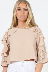 Nude Ruffle Crop Top - Melanie-Crop Tops