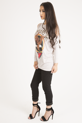 Nude 'Santa Rosa' Print Cold Shoulder Slouchy Top - Demi-Tops